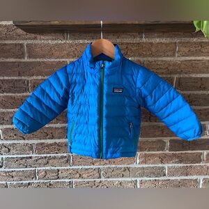 Patagonia 12-18 M Toddler Kids Blue and Green Puffer Jacket Spring Coat